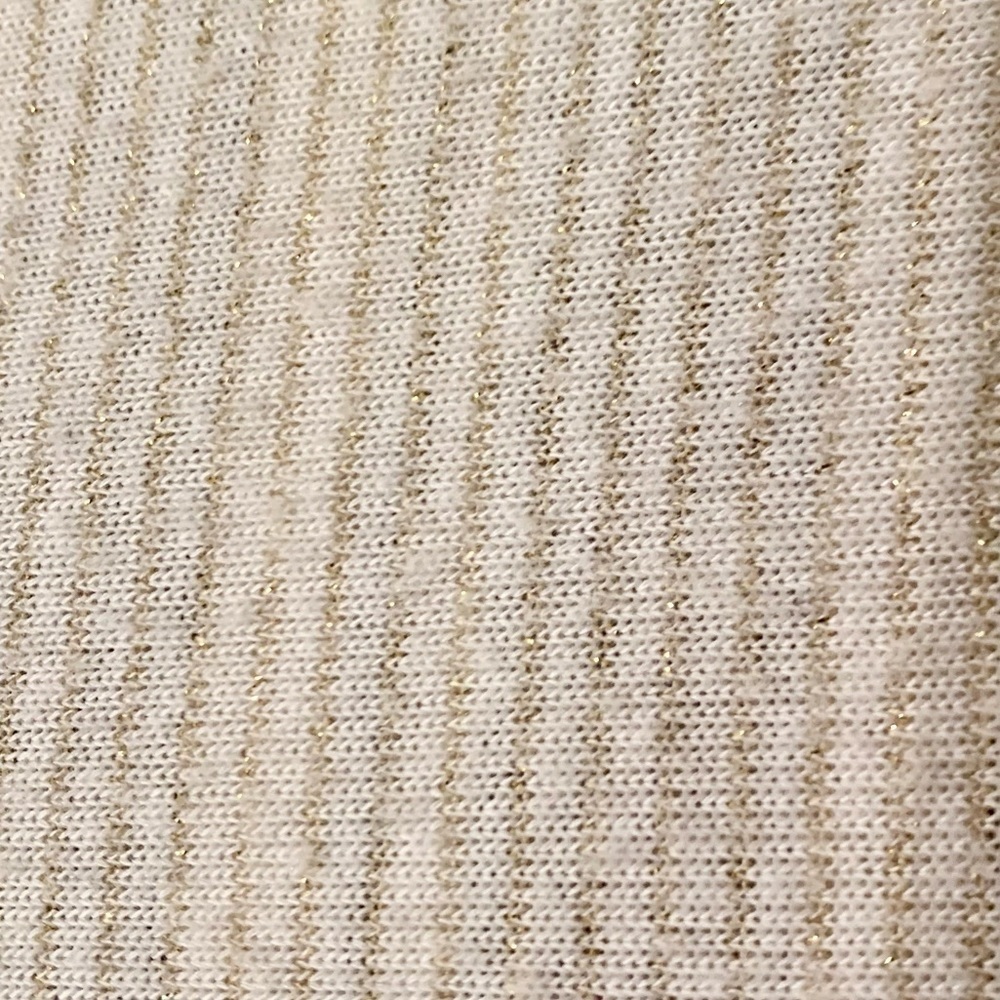 W5 Top Large Relaxed Fit White Cream Metallic Gold Pinstripes Knotted Front - Picture 8 of 16